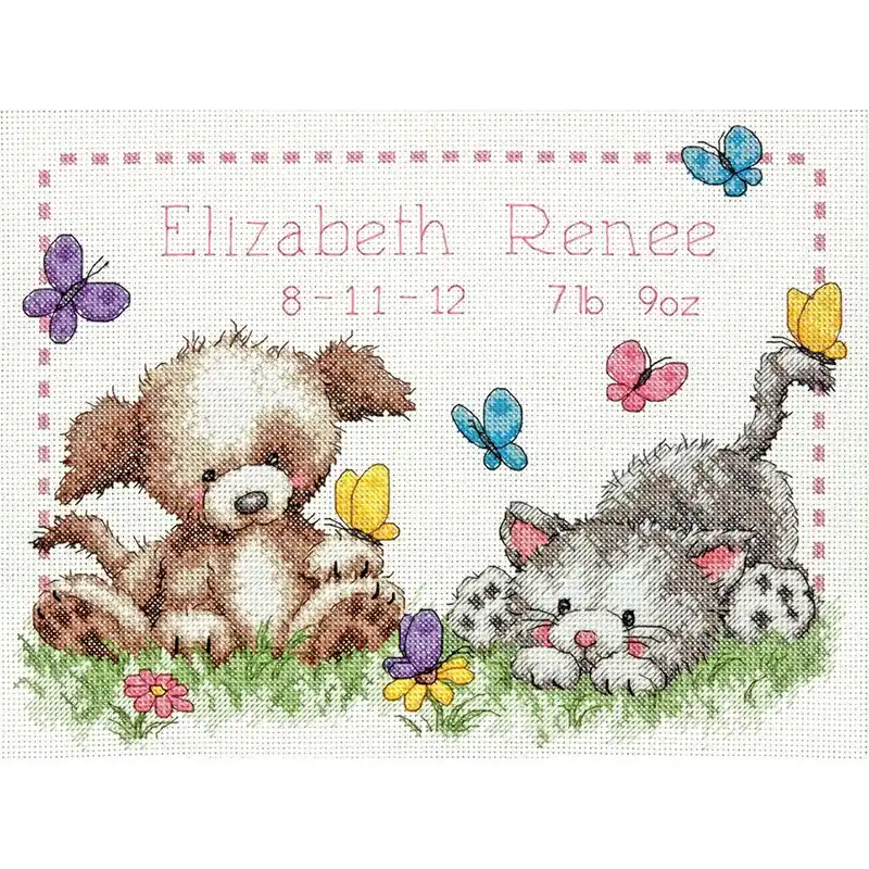 Acquista ora | kit ricamo a punto croce Dimensions Registro di nascita amici degli animali