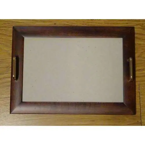 Vassoio arte povera rettangolare maniglie in metallo cm 31 x 41/vetro cm 23,5 x 33,5 | Prezzo promozionale