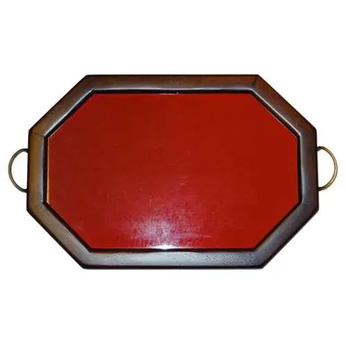 Vassoio arte povera ottagonale con 2 maniglie cm 44 x 30 grande, vetro cm 38 x 24 | Molto apprezzato