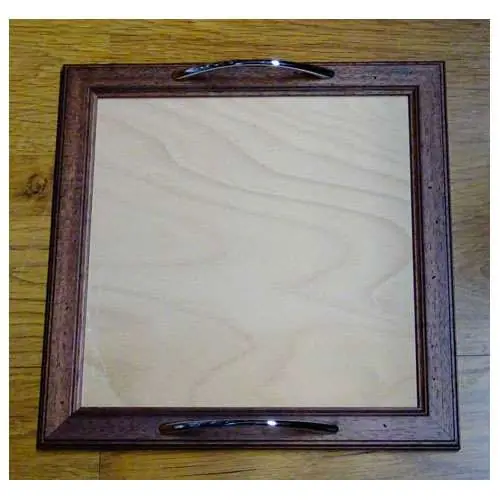 Vassoio arte povera quadrato scuro maniglie argento cm 34×34/vetro cm 28×28 | Nuovo arrivo
